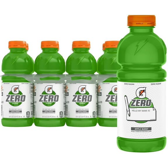 Gatorade Zero Sugar Thirst Quencher Apple Burst Sports Drinks, 20 fl oz, 8 Count Bottles