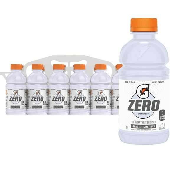 Gatorade Zero Sugar Thirst Quencher Glacier Cherry Sports Drinks, 12 fl oz, 12 Count Bottles