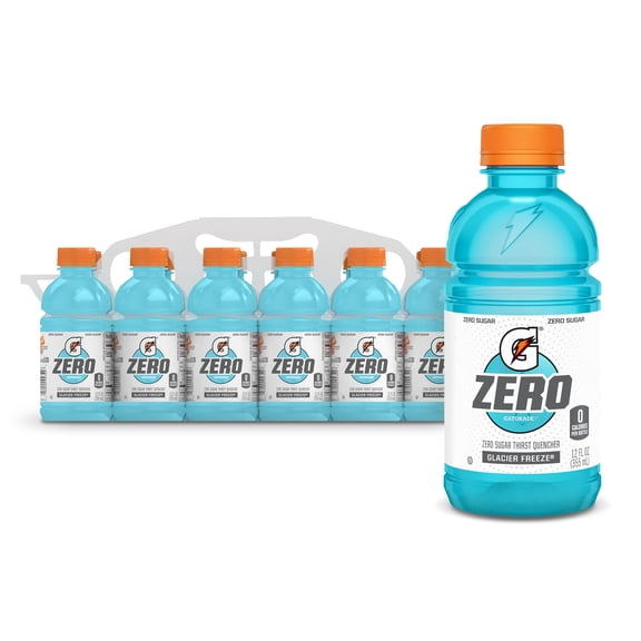 Gatorade Zero Sugar Thirst Quencher Glacier Freeze Sports Drinks, 12 fl oz, 12 Count Bottles
