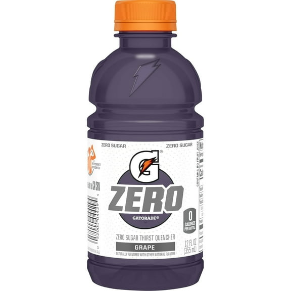 Gatorade Zero Sugar Thirst Quencher Grape Sports Drink, 12 fl oz, 12 Count Bottles (Pack of 1)