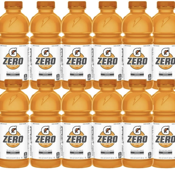 Gatorade Zero Sugar Thirst Quencher, Orange, 20 Fl Oz Bottles, 12 Pack, 20 fl oz Bottles, Electrolytes for Rehydration, Drinks, Zero, Sport Drink, Bottle