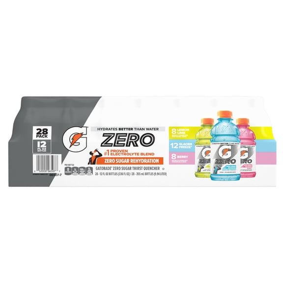 Gatorade Zero Thirst Quencher Variety Pack, 12 fl oz Bottles, 28-Pack, Zero Sugar Electrolyte Sports Drink