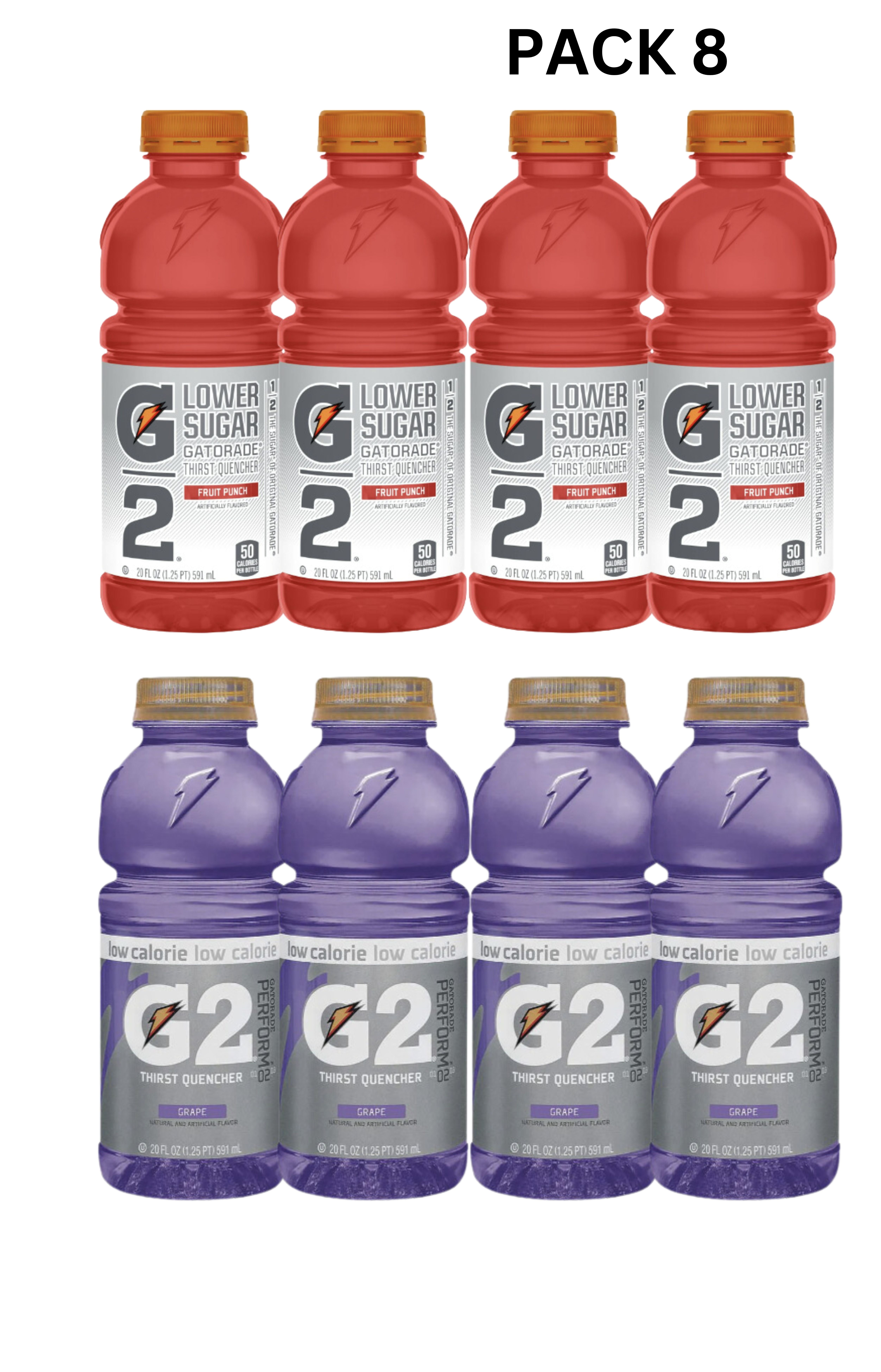 Gatorade lower suggar  Variety Pack, Grape + Fruit Punch, Lower Sugar Hydration, 20 Fl Oz (Pack of 8)