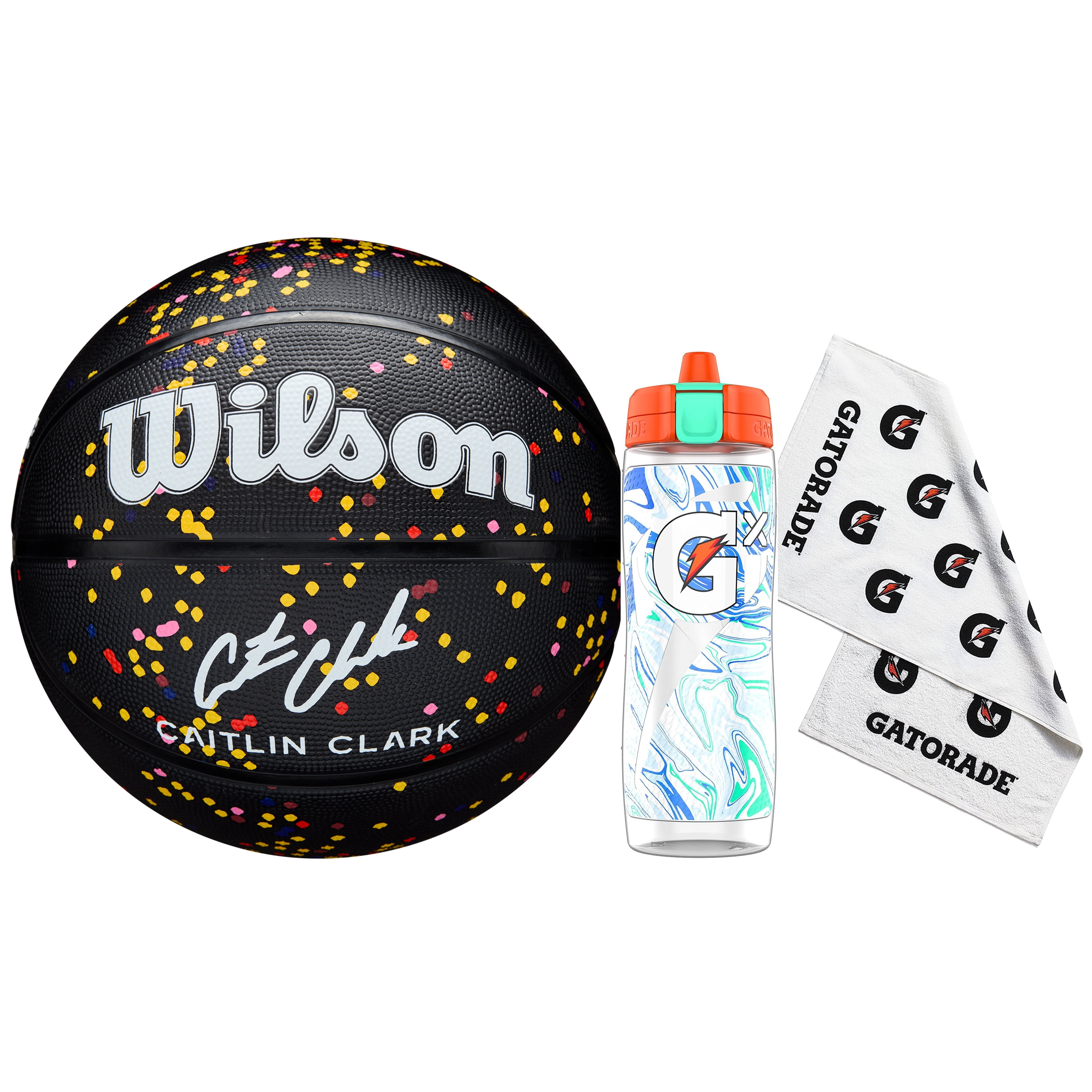 Wilson x Gatorade Caitlin Clark Elite Performance Pack- Includes Caitlin Clark Journey Series Ball, Size 6 and Gx Blue Marble Squeeze Bottle