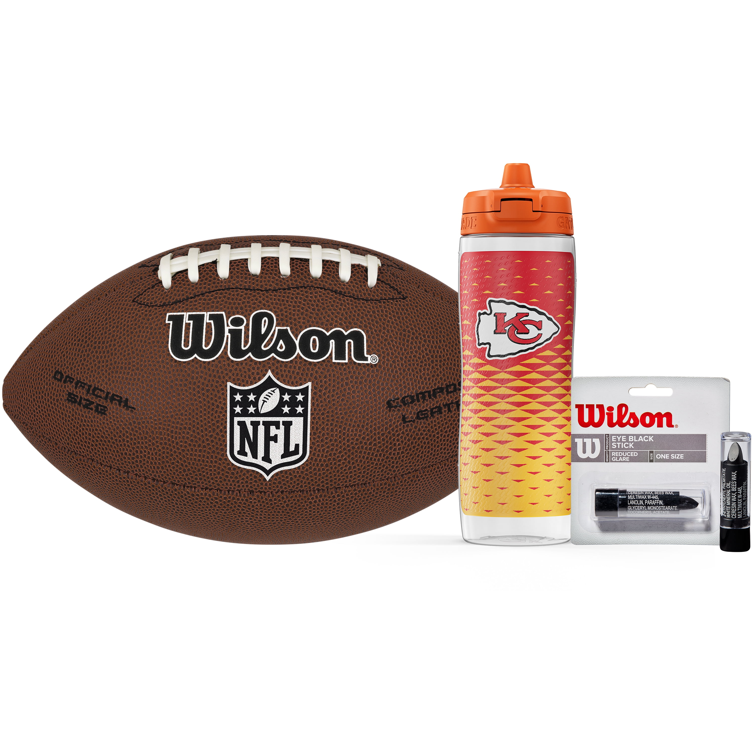 Wilson x Gatorade Kansas City Chiefs NFL Fan Kit - Includes Wilson NFL Limited Junior Football and Gatorade Gx Kansas City Chiefs Team Squeeze Water Bottle 30 Oz