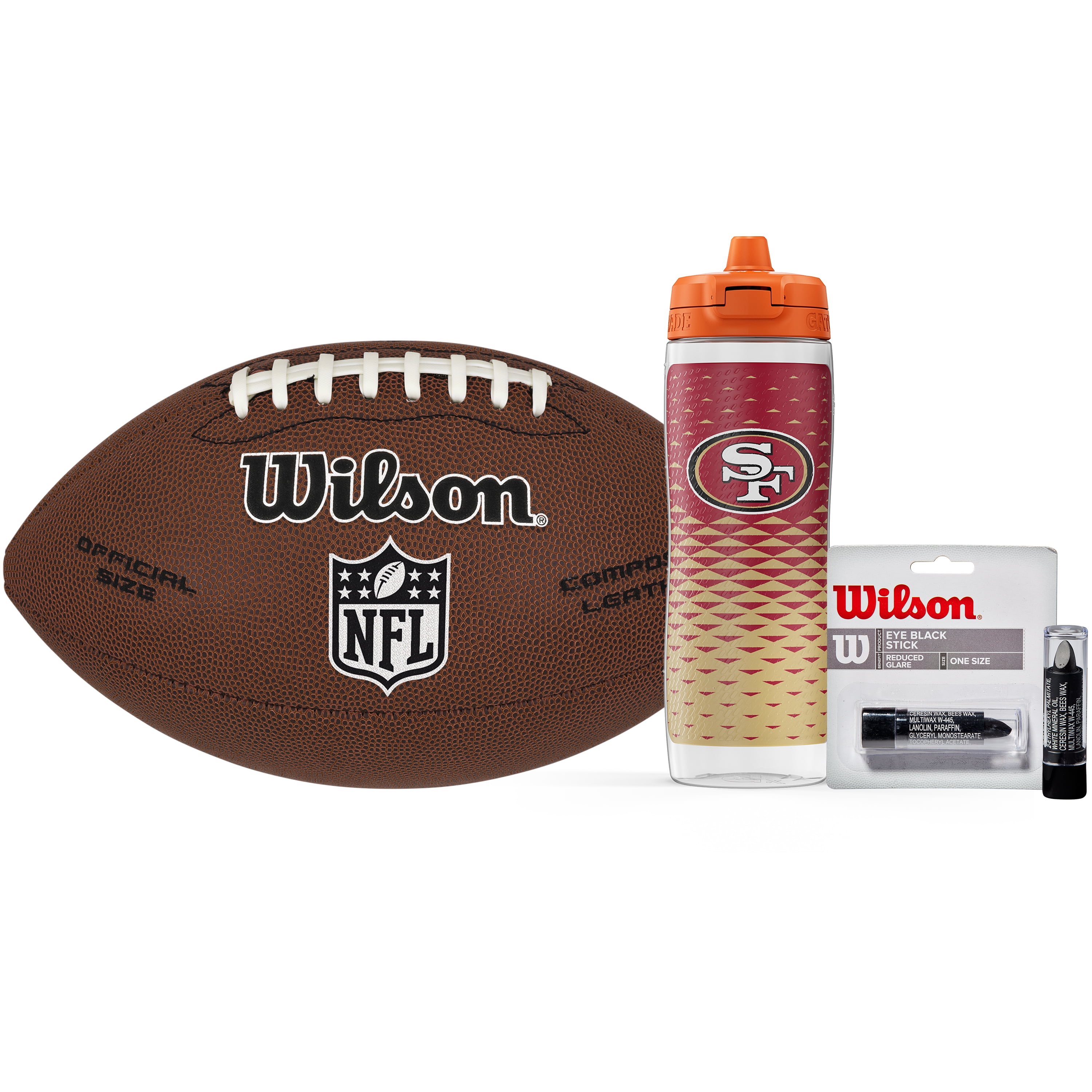 Wilson x Gatorade San Francisco 49ers NFL Fan Kit - Includes Wilson NFL Limited Junior Football and Gatorade Gx San Francisco 49ers Team Squeeze Water Bottle 30 Oz
