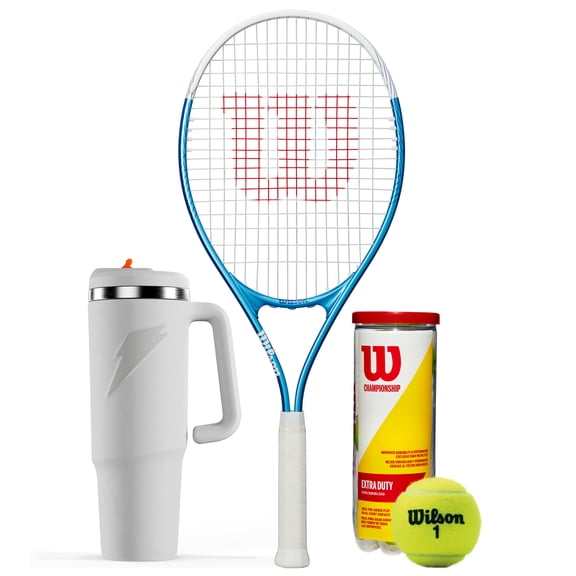 Wilson x Gatorade Tennis Power Play Kit - Includes Wilson Ultra Power XL 112 Tennis Racket, Championship Extra-Duty Tennis Balls, and Gatorade Crossover White Tumbler
