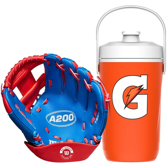 Wilson x Gatorade Ballpark Ready Baseball Kit - Includes Wilson A200 EZ Catch 10" Glove (Right Hand Throw) and Gatorade Half Gallon Insulated Sport Beverage Cooler