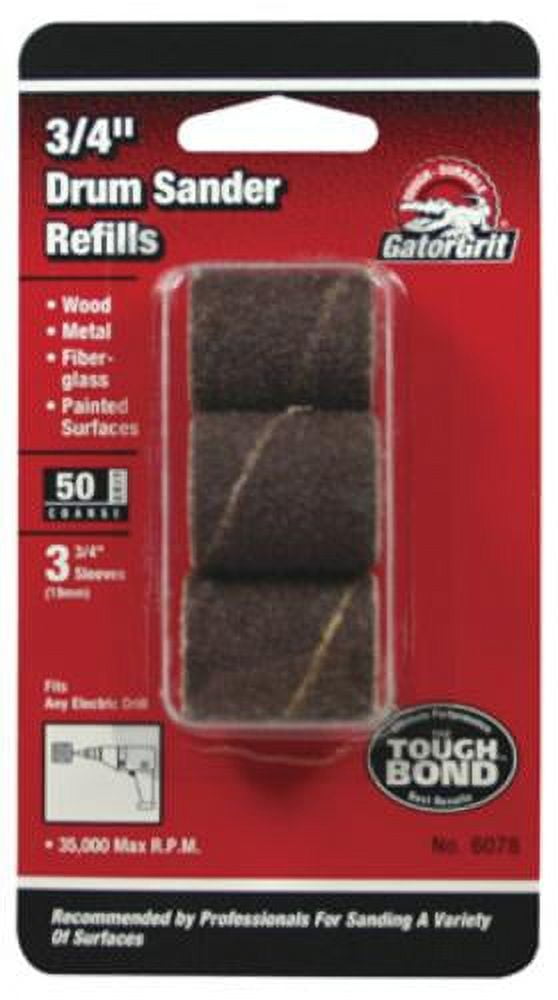 6078 Drum Sander Abrasive Sleeve Refills 3/4"x1", 50 Grit