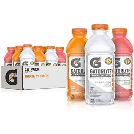 Gatorlyte Rapid Rehydration Electrolyte .. .. Beverage, 3 Flavor .. Variety .. Pack, 20 .. Fl Oz .. (Pack .. of 12)