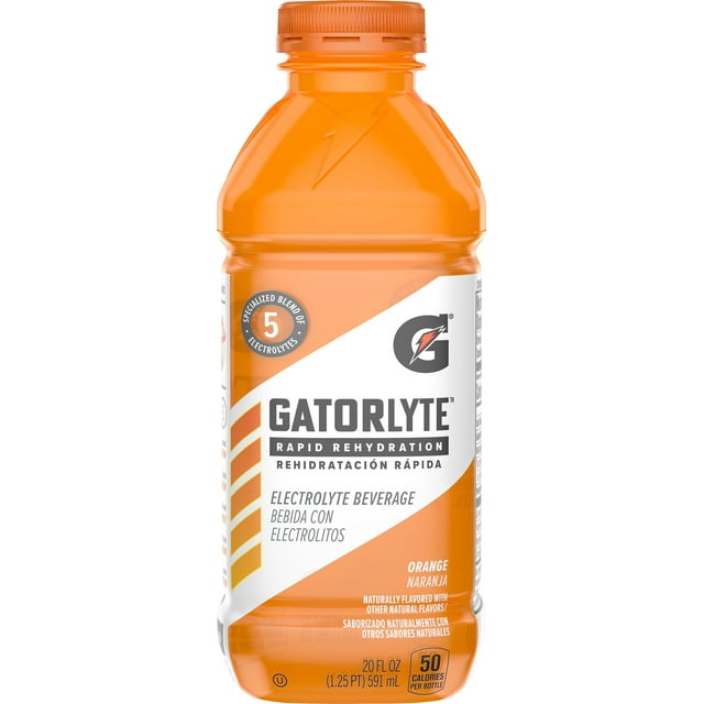 Gatorlyte Rapid Rehydration Electrolyte Beverage, Orange, 20 oz Bottle
