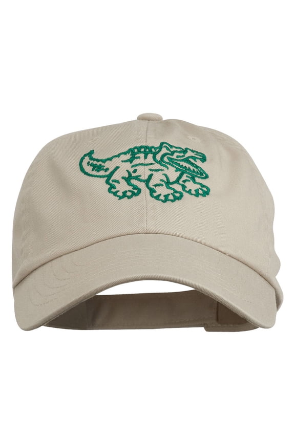 Gators Mascot Embroidered Low Profile Washed Cap - Khaki OSFM