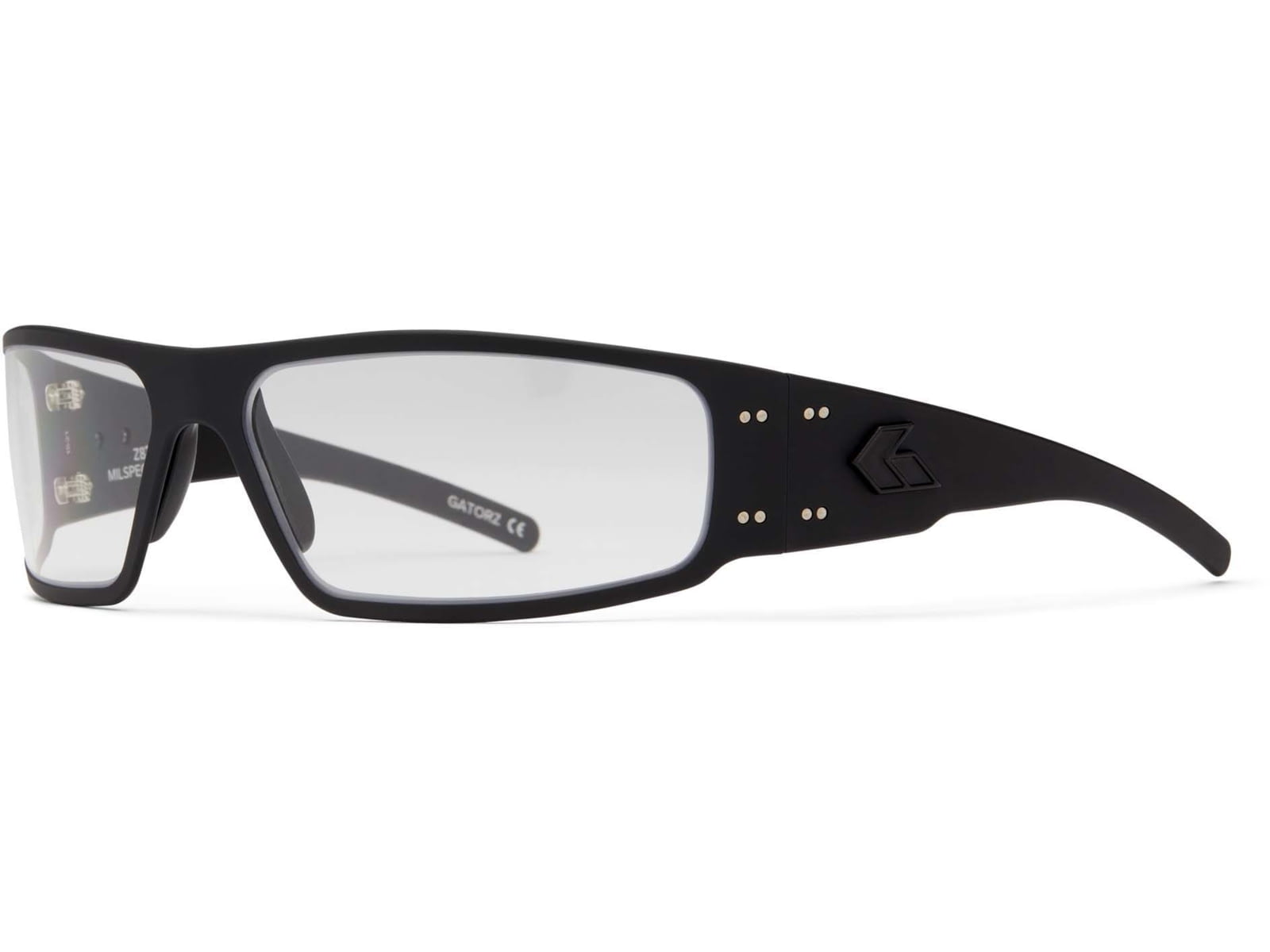 Gatorz Magnum Sunglasses, Milspec Ballistic, Z87.1 Black Frame, Clear Anti  Fog L 