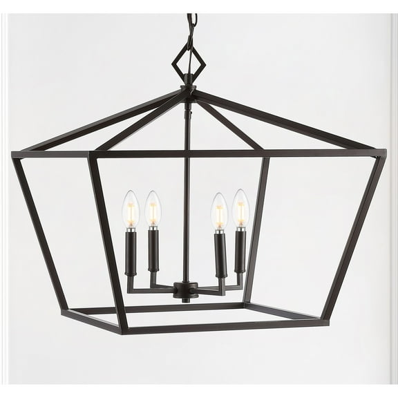 JONATHAN Y Gatsby 23" 4-Light Adjustable Iron Rustic Glam LED Pendant, Oil Rubbed Bronze