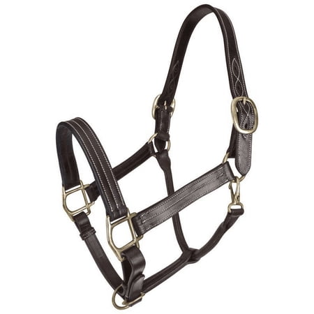 Gatsby Classic Triple Stitched Leather Halter with Snap Brown Oversize