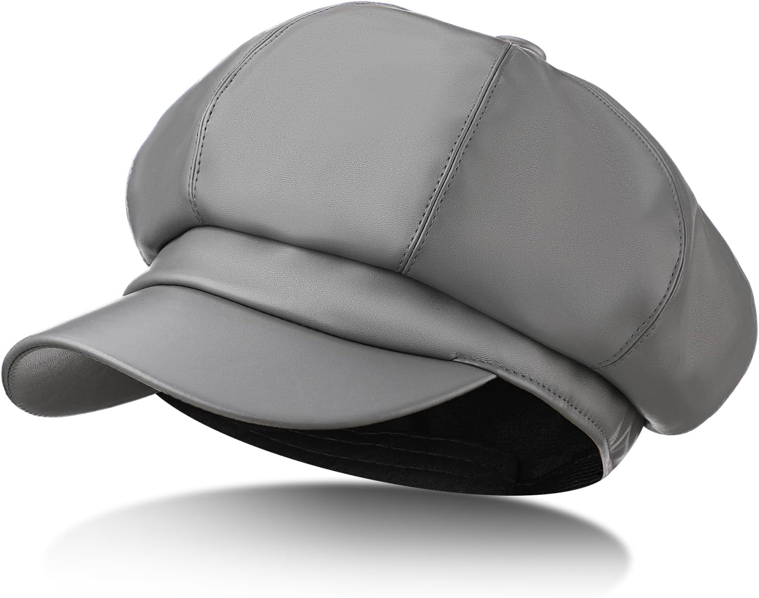 Gatsby Newsboy Caps for Women 8 Panel PU Leather Apple Cap