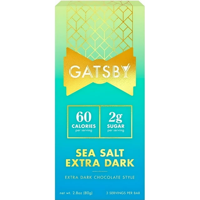 Gatsby Sea Salt Extra Dark Chocolate Bar, LowSugar, DairyFree, 2.8 oz