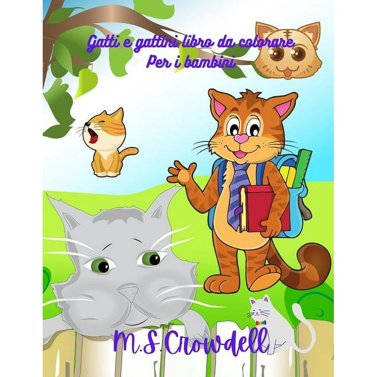 Gatti e gattini libro da colorare per i bambini : Disegni semplici