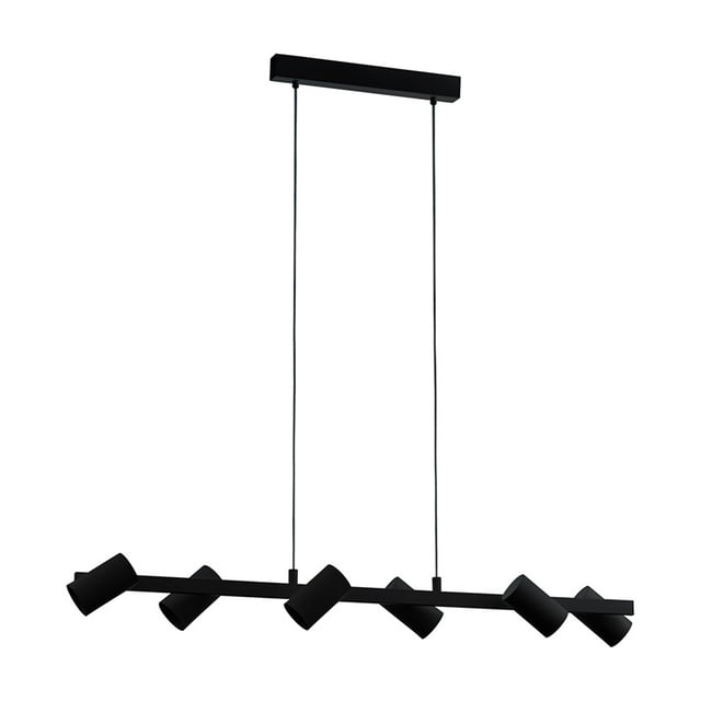 Gatuela - 6-Light Pendant with Adjustable Shades - Black Finish - Black Shades