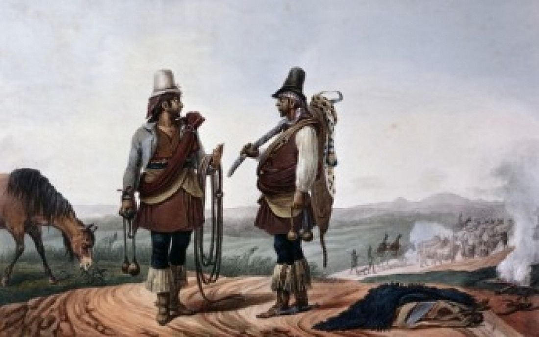 Gauchos Brazil Jean Baptiste Debret (1768-1848 French) Lithograph Canvas Art - Jean Baptiste (24 x 36)