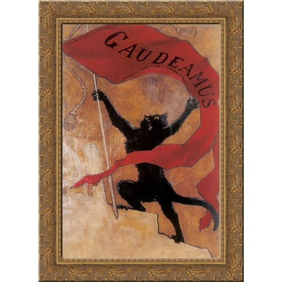 Gaudeamus 24x18 Gold Ornate Wood Framed Canvas Art by Theophile Steinlen