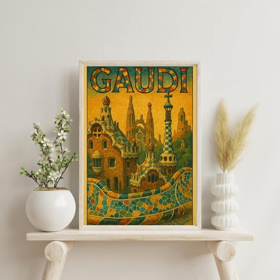 Gaudi Barcelona Art Print: Spanish Home Decor (), Unframed Canvas Size 12x18