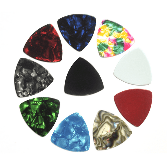 Gauge 0.71mm Celluloid 346 Shape Rounded Triangle Guitar Picks Plectrums Assorted Colors Pack of 100