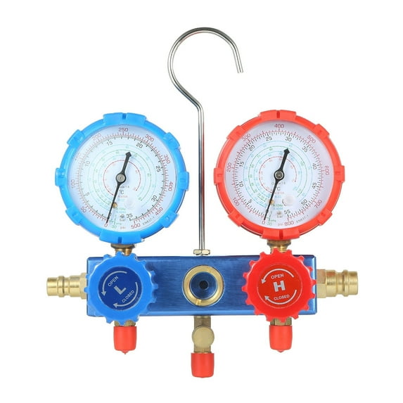 Gauges Manifold Gauge Set for R410A R22 R134a R404A Refrigerant 3 Way Household Safety Valves 3 Hoses Adapters ,Wide Use
