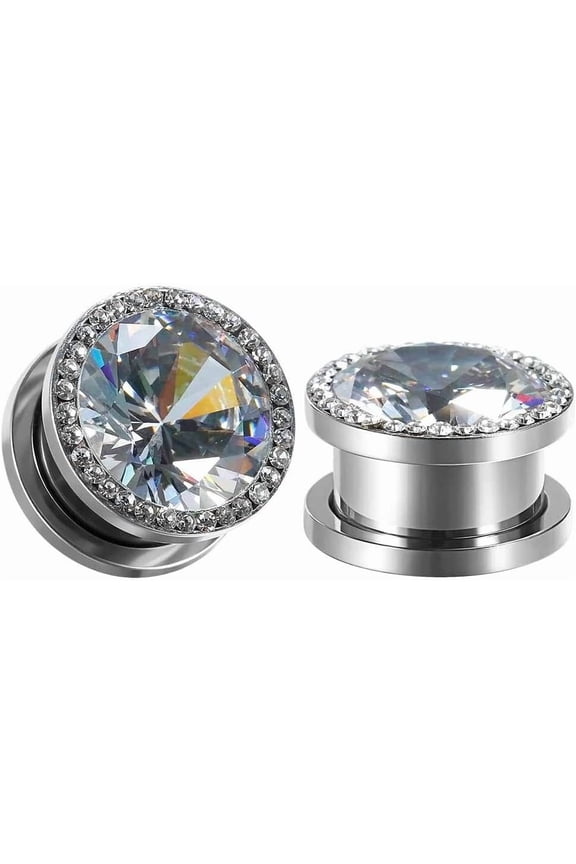 Gauges Top For Ears Plugs and Tunnels Piercing Earrings Crystal With Zircon Style Expander Stretchers Size 2g(6mm) to 5/8"(16mm)[t699]