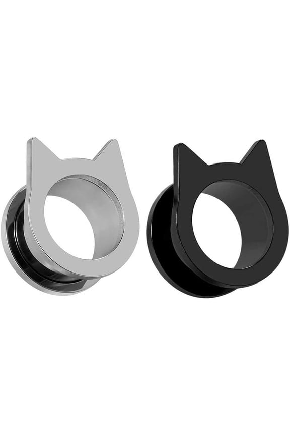 Gauges for Ears Piercing Flesh Tunnels and Plugs Jewelry Cute Steel Cat Earrings Stretchers