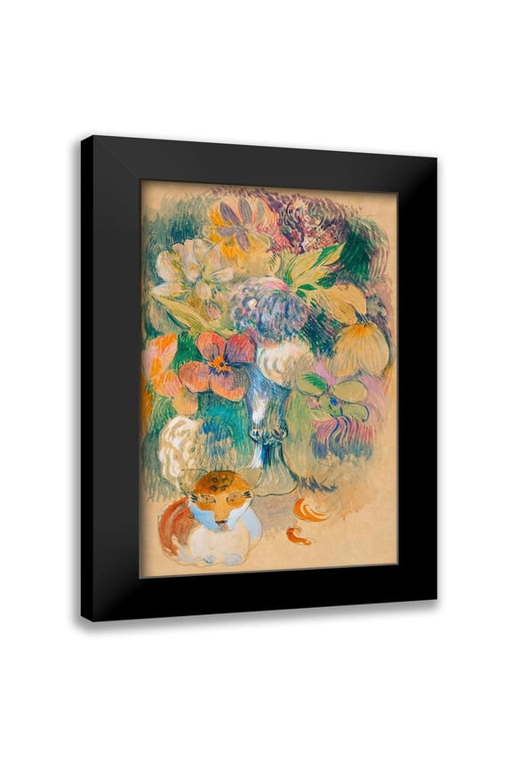 Gauguin, Paul 10x14 Black Modern Framed Museum Art Print Titled - Still Life with Cat