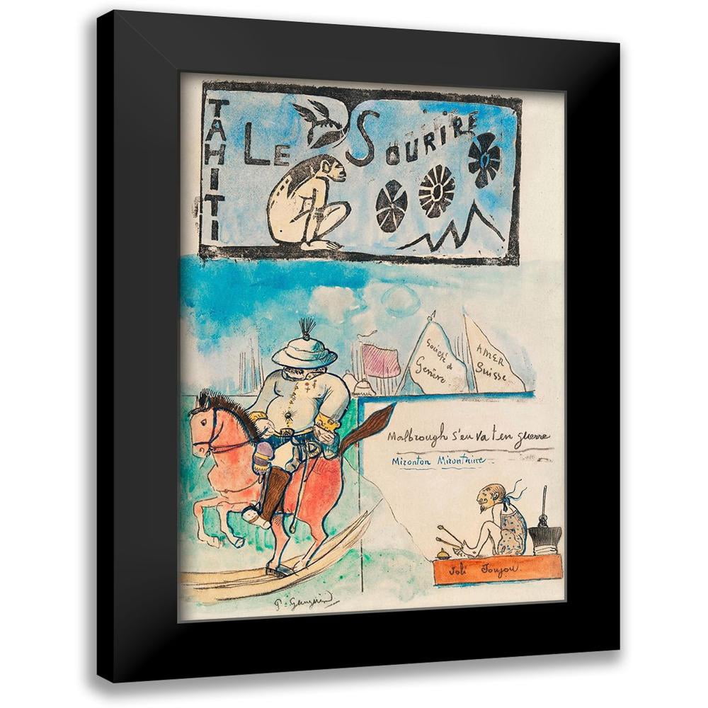 Gauguin, Paul 11x14 Black Modern Framed Museum Art Print Titled - Caricatures of Gauguin and Governor Gallet, with headpiece from Le sourire