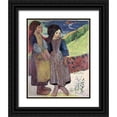thumbnail image 1 of Gauguin, Paul 12x14 Black Ornate Wood Framed with Double Matting Museum Art Print Titled - Two Breton Girls By The Sea, 1 of 4