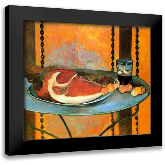 Gauguin, Paul 13x12 Black Modern Framed Museum Art Print Titled - Still Life With Ham