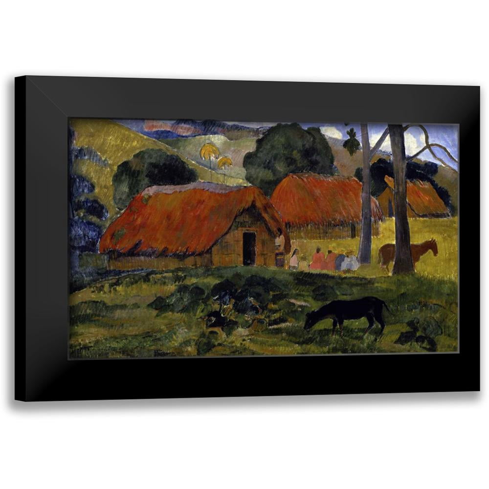 Gauguin, Paul 14x10 Black Modern Framed Museum Art Print Titled - Dog Canine in front of the Hut - Le Chien Devant la Hutte