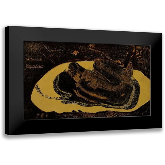 Gauguin, Paul 14x10 Black Modern Framed Museum Art Print Titled - She is Thinking of the Ghost