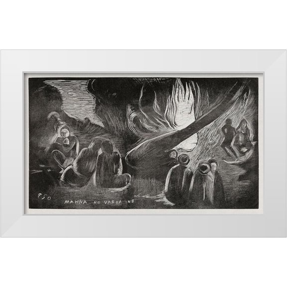 Gauguin, Paul 14x10 White Modern Wood Framed Museum Art Print Titled - The Devil Speaks (Mahna no varua ino), from the Noa Noa Suite