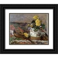 thumbnail image 1 of Gauguin, Paul 14x12 Black Ornate Wood Framed with Double Matting Museum Art Print Titled - Mandolin and Vase of Flowers, 1 of 4