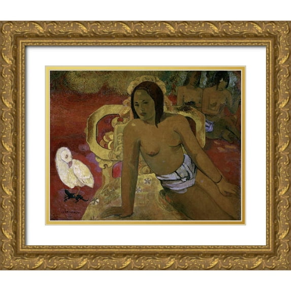 Gauguin, Paul 14x12 Gold Ornate Wood Framed with Double Matting Museum Art Print Titled - Vairumati