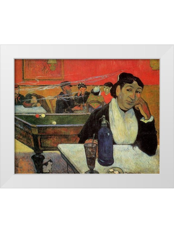 Gauguin, Paul 14x12 White Modern Wood Framed Museum Art Print Titled - Cafe At Arles