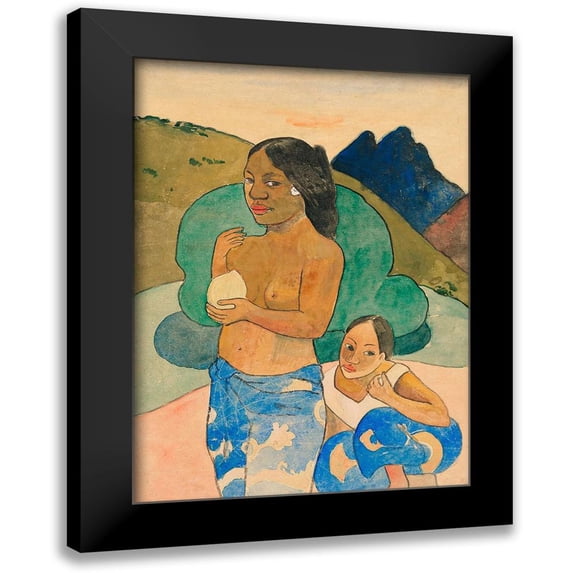 Gauguin, Paul 14x18 Black Modern Framed Museum Art Print Titled - Two Tahitian Women in a Landscape