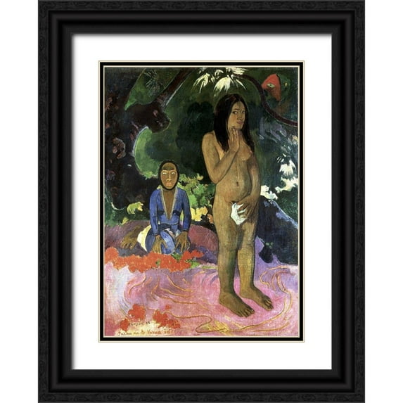 Gauguin, Paul 14x18 Black Ornate Wood Framed with Double Matting Museum Art Print Titled - Talk About the Evil Spirit