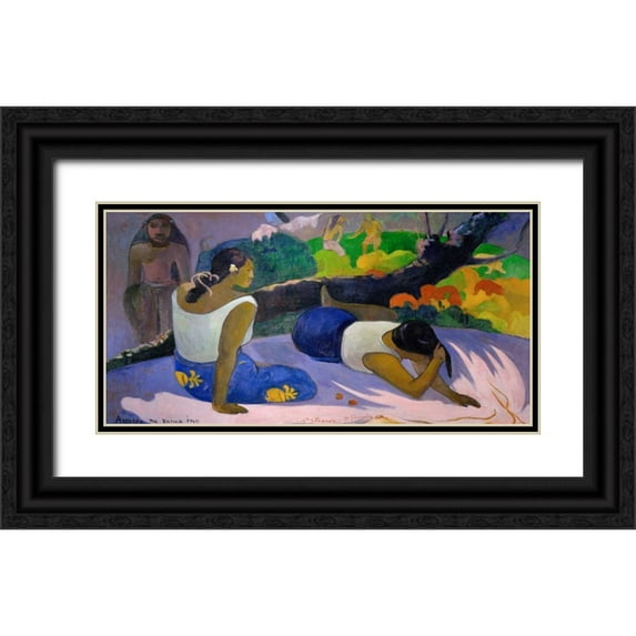 Gauguin, Paul 14x9 Black Ornate Wood Framed with Double Matting Museum Art Print Titled - Arearea no vareua ino
