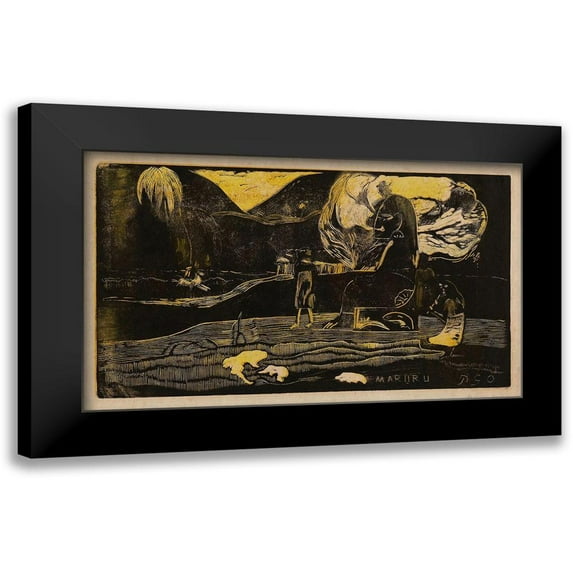 Gauguin, Paul 18x12 Black Modern Framed Museum Art Print Titled - Offerings of Gratitude (Maruru), from the Noa Noa Suite