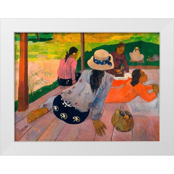 Gauguin, Paul 18x15 White Modern Wood Framed Museum Art Print Titled - The Siesta