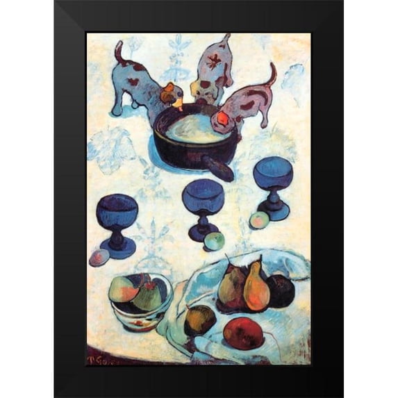 Gauguin, Paul 18x24 Black Modern Framed Museum Art Print Titled - Still Life With Three Puppies
