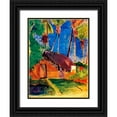 thumbnail image 1 of Gauguin, Paul 19x24 Black Ornate Wood Framed with Double Matting Museum Art Print Titled - Thatched Hut Under Palm Trees, 1 of 4