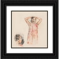 thumbnail image 1 of Gauguin, Paul 20x20 Black Ornate Wood Framed with Double Matting Museum Art Print Titled - Tahitian Girl in Pink Pareu, 1 of 4