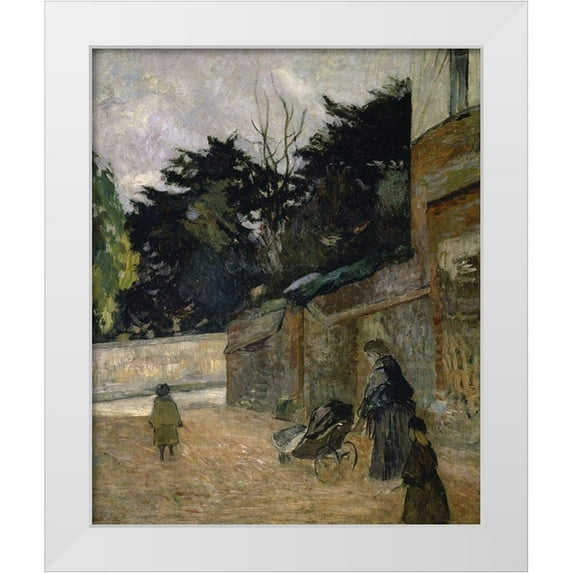 Gauguin, Paul 20x24 White Modern Wood Framed Museum Art Print Titled - Children In The Street