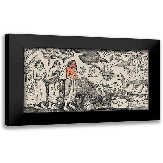 Gauguin, Paul 24x15 Black Modern Framed Museum Art Print Titled - Change of Residence, from the Suite of Late Wood-Block Prints